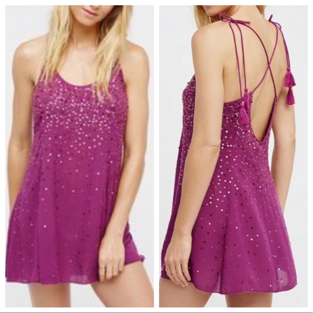 NWT Free People Just Watch Me Sequin Slip Dress